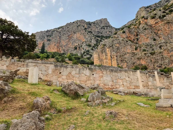 Agora Colums Delphi Archeologisch Gebied Griekenland — Stockfoto