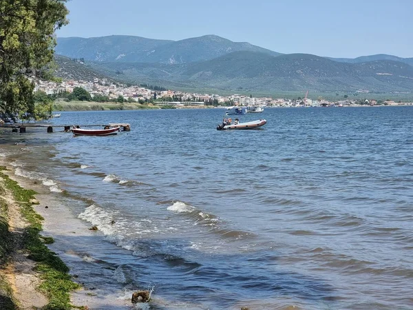 stock image stylida city sea beach  in summer resort greece