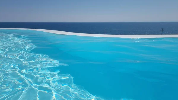 Piscina Beira Mar Grécia Para Backgorund Férias Turismo — Fotografia de Stock