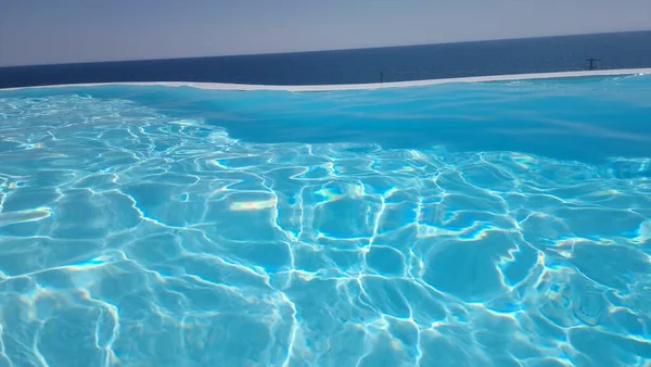 Piscina Sul Mare Grecia Vacanze Turismo Backgorund — Foto Stock
