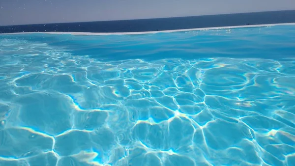 Swimming Pool Sea Greece Backgorund Holidays Tourism — Stock Photo, Image