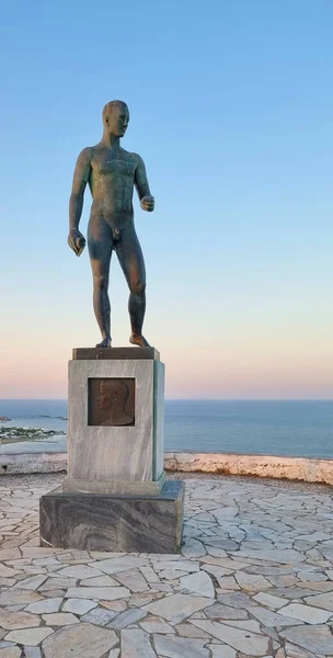 Skyros Статуя Английского Поэта Руберта Брука Острове Skyros Час Заката — стоковое фото