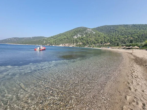 Skyros Nebo Skiros Ostrov Pefkos Pláž Borovice Moře Letní Destinace — Stock fotografie