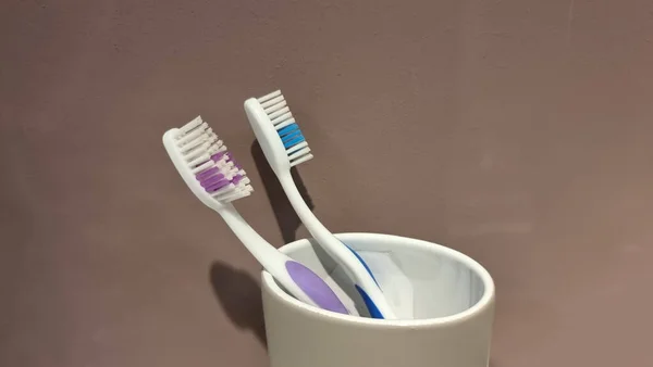 Diş Fırçası Duvar Fırçasında Izole Edilmiş — Stok fotoğraf