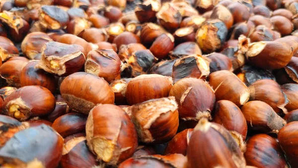 chestnuts roasted   in chesnuts  festival in greece close up hot