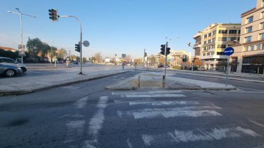 Sabahın köründe Yunanistan 'ın Selanik Egnatia Caddesi