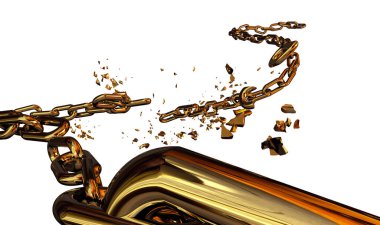 Altın zincirin kırılması yangının önünde zincir kırılması zincir kırılması yatay gümüş kırılması kepenk kırılması Brea 'nın 3 boyutlu görüntülenmesi