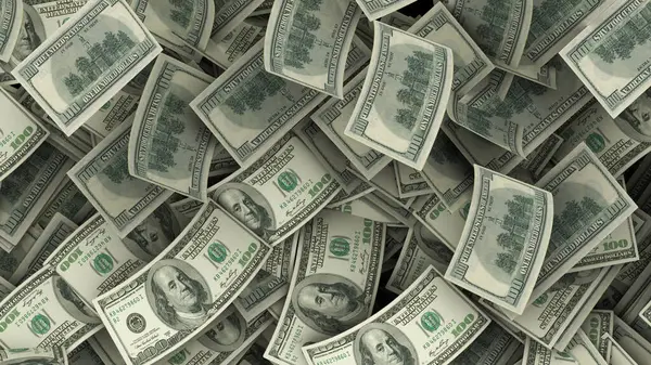 Dolar para 100 üst görünüm arka plan - 3D görüntüleme