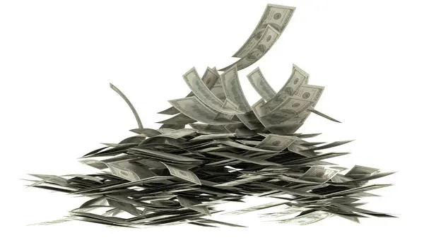 Dólares 100 Billetes Fondo Transparentes Aislados Pila Que Caen Dinero — Foto de Stock