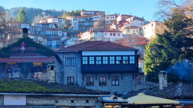 Metsovo Şehri Yunanistan Sunnyn Kış Günü İoannina Mükemmelliği, Ftom Anilio 'ya bakın