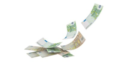 Euro para banknotları düşüş arka plan - 3D görüntüleme 