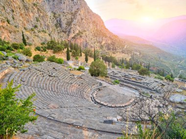 greece ancient theater of  delphi history travelling sunrise clipart