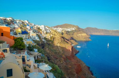 Yunanistan 'ın Santorini Oia şehrinin tatil beldesi