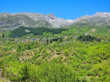 Ioannina 'daki tsepelovo köyü İlkbaharda Yunanistan' da mükemmellik