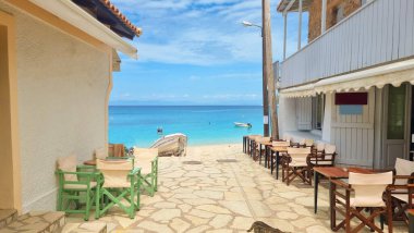 Agios nikitas şehir Yunan tatil beldesi lekfada ada Yunanistan yaz tatili