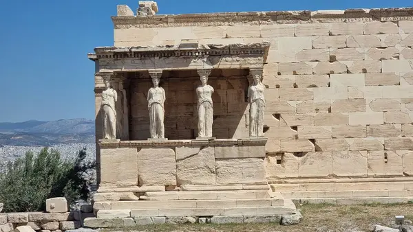 stock image caryatids athens acropolis greece in sunny srping day in acropolis