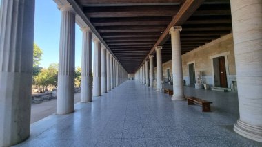 athina greece museum in stoa attalou in ancient agora place statues columns buildings clipart