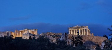 athens parthenon in the night greece tourist attraction clipart