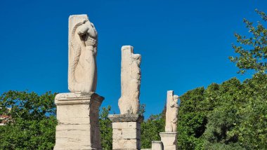 athens greece odeon agripa statues in ancient agora of athens  clipart