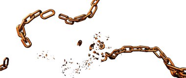 Zincirleme kırılma krizi altın izole, png savaş patlaması - 3D görüntüleme