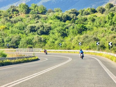 Greece 'de bahar sezonunda motosiklet dönüşünde