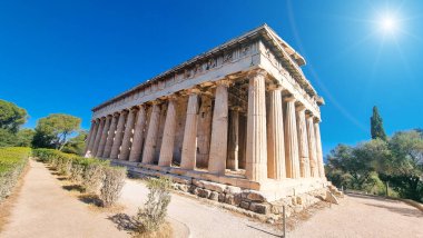 Atina 'daki Hephaestus Tapınağı Güneşi Antik Yunan Turistik Etkinliği