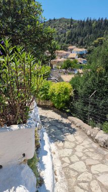 sea beah trees summer holidays in greece agios nikitas village in lefkada island holidays clipart