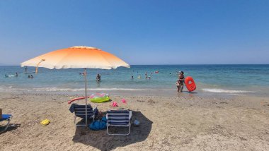 mytikas beach in preveza greece summer holidays  vacations clipart