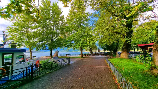 stock image ioannina or giannena  lake after rain in autumn greece