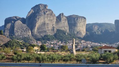 meteora rocks and churches in kalampaka city greece roads travel destination clipart