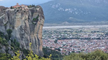 meteora churches in kalampaka city greece sunset time clouds colors sunset clipart