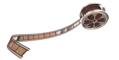 Sinema film şeridi kırmızı arka plan 1 - 3 boyutlu görüntüleme için izole
