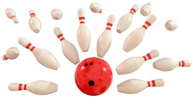 Bowling topunun ısısı arka planda izole edildi - 3 boyutlu görüntüleme