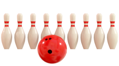 Bowling lobutları arka plan için kesilmiş tek sıra top - 3 boyutlu görüntüleme