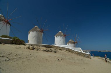 Mykonos Adası 'ndaki yel değirmenleri 