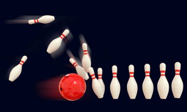 Bowling topu kırmızı topu arka plan için izole etti - 3 boyutlu görüntüleme