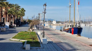 preveza city port mermaid cruise ship sunny winter day in  greece clipart