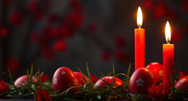 Paskalya arkaplanı çiçekleri Hıristiyanlık otsuz tavşan bahar sezonu - ai üretildi