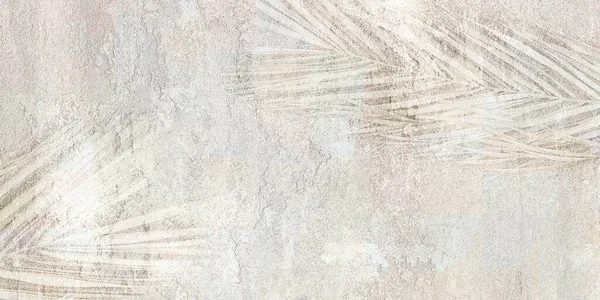 Tropisch Palmblad Betonnen Grunge Muur Render Kleurrijke Keramische Wandtegels Decoratie — Stockfoto