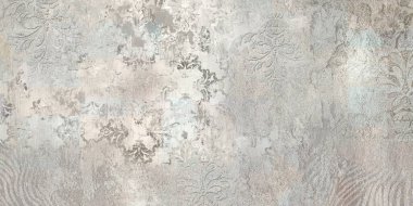 Süs ve parmak izleriyle birlikte beton bir duvar. Dijital fayans tasarımı. 3 boyutlu rengarenk seramik duvar döşemeleri dekorasyonu. Soyut damaske yama arkaplanı. Yüksek kalite fotoğraf