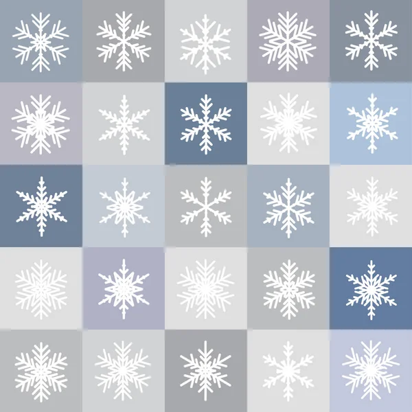 Векторний Набір Різних Сніжинок Різдвяний Абстрактний Фон Безшовний Зимовий Візерунок — стоковий вектор