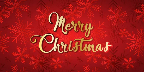 メリークリスマスベクトルカード 雪片と金色の文字で背景をリセット — ストックベクタ