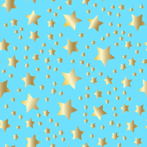 Pozadí Zlatých Hvězd Noční Obloha Bezproblémový Vzor Vektorová Ilustrace — Stockový vektor