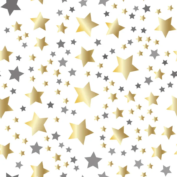 Golden Stars Background Night Sky Seamless Pattern Vector Illustration — Stock Vector