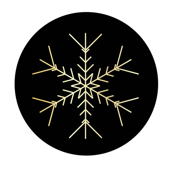 Fiocco Neve Dorato Vettoriale Icona Sfondo Rotondo Illustrazione Web — Vettoriale Stock