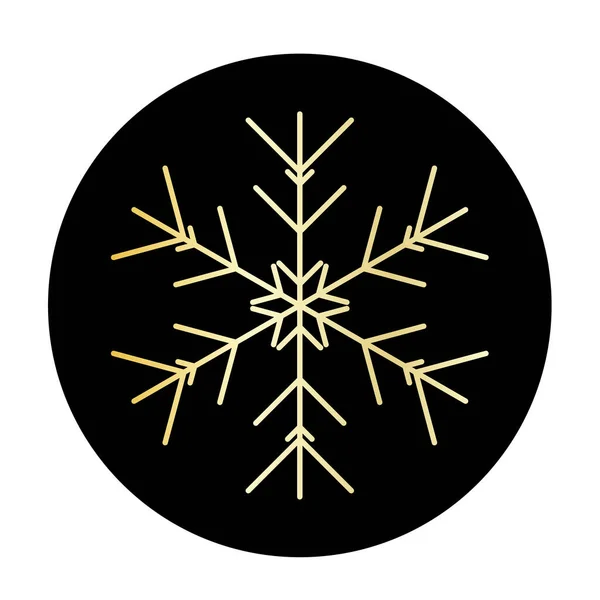 Flocon Neige Vectoriel Doré Icône Fond Rond Illustration Pour Web — Image vectorielle