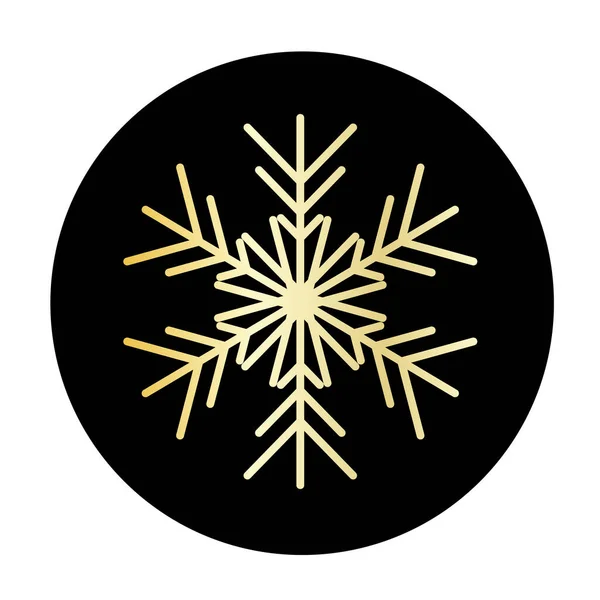 Векторная Золотая Снежинка Круглом Фоне Иконки Иллюстрация Интернета — стоковый вектор