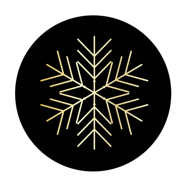 Fiocco Neve Dorato Vettoriale Icona Sfondo Rotondo Illustrazione Web — Vettoriale Stock
