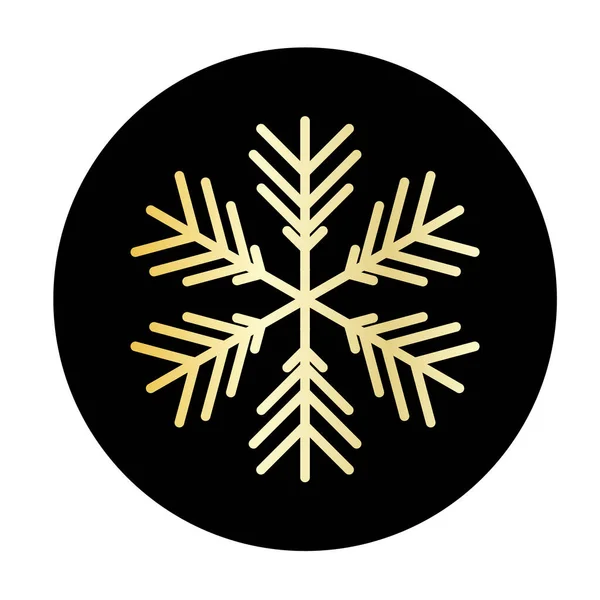 Векторний Золотий Сніжинка Круглому Тлі Значка Ілюстрація Інтернету — стоковий вектор