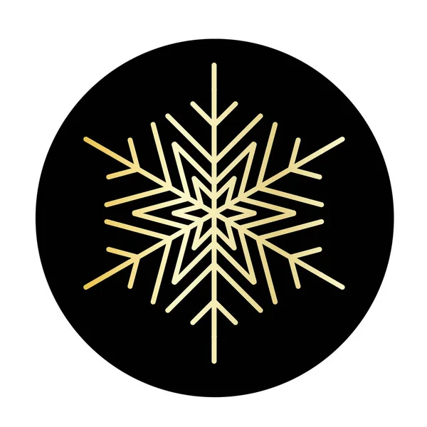 Векторная Золотая Снежинка Круглом Фоне Иконки Иллюстрация Интернета — стоковый вектор